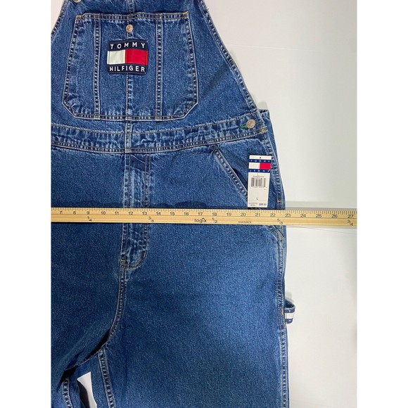 Tommy Hilfiger Bib Overalls Vintage Mens Large Blue Carpenter Workwear 90s Y2K - Picture 5 of 13